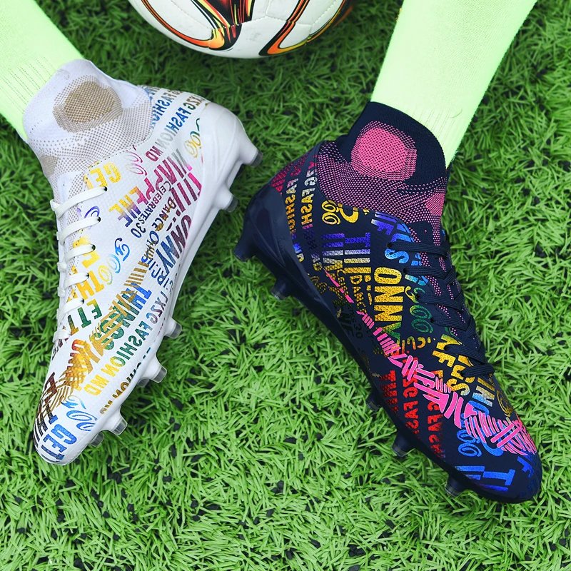 Original Mens Soccer Shoes Artificial Grass Long Spikes Field Training Football Shoes 2023 New Children Football Boots for Boys