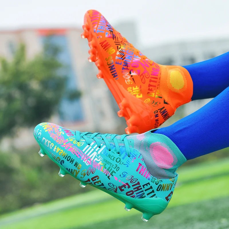 Original Mens Soccer Shoes Artificial Grass Long Spikes Field Training Football Shoes 2023 New Children Football Boots for Boys