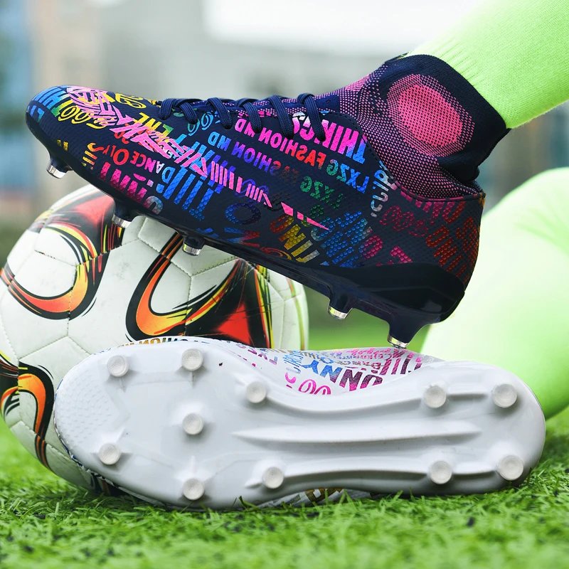 Original Mens Soccer Shoes Artificial Grass Long Spikes Field Training Football Shoes 2023 New Children Football Boots for Boys