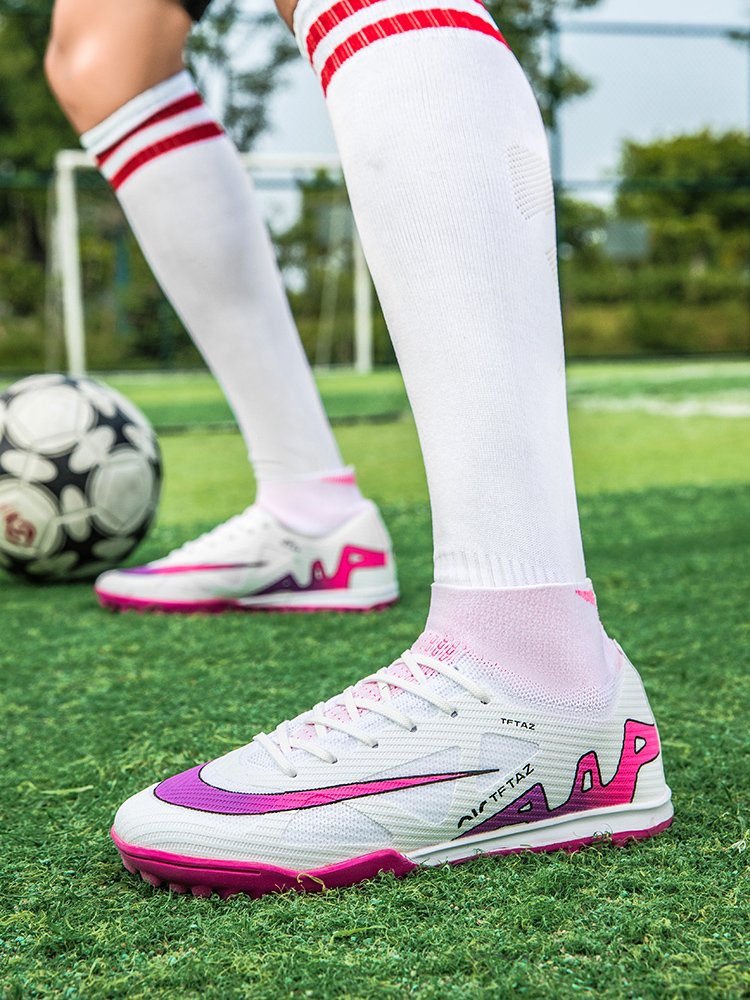 Turf Indoor Training Football Boots Men Soccer Shoes Speedskin Upper Cleats High Ankle Soccer Sneakers Chaussure De Foot