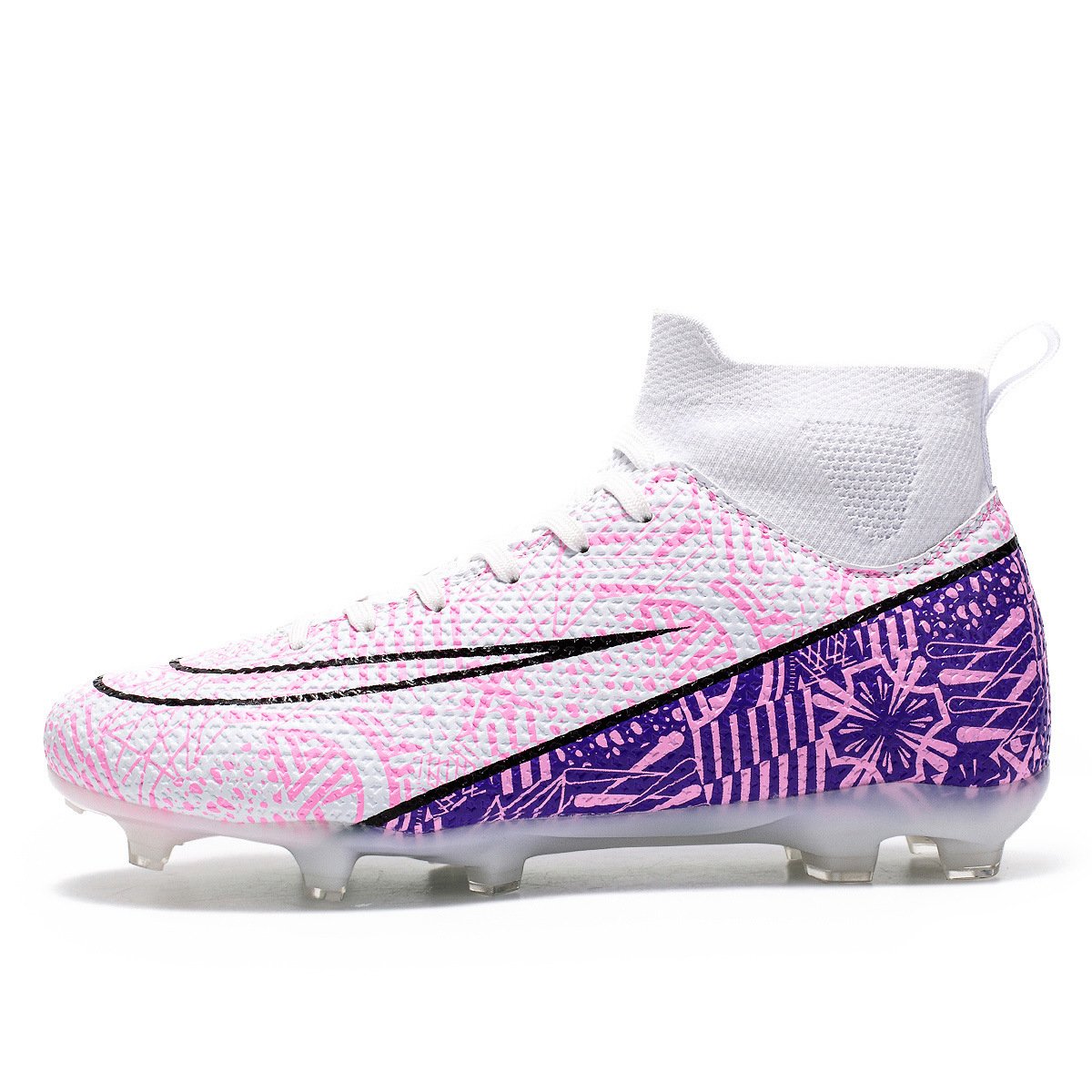 New Fashion Sports High Quality Turf Grass Pu Training Anti-slip Wear Resistant Football Shoes High Top Indoor Soccer Shoes