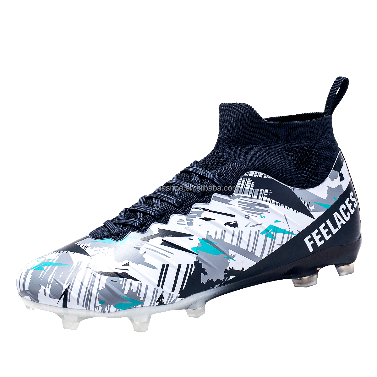 Wholesale Men's Soccer Shoes Indoor/Outdoor Football Cleats Big Size Boys' Training Boots with Rubber and Mesh Insole