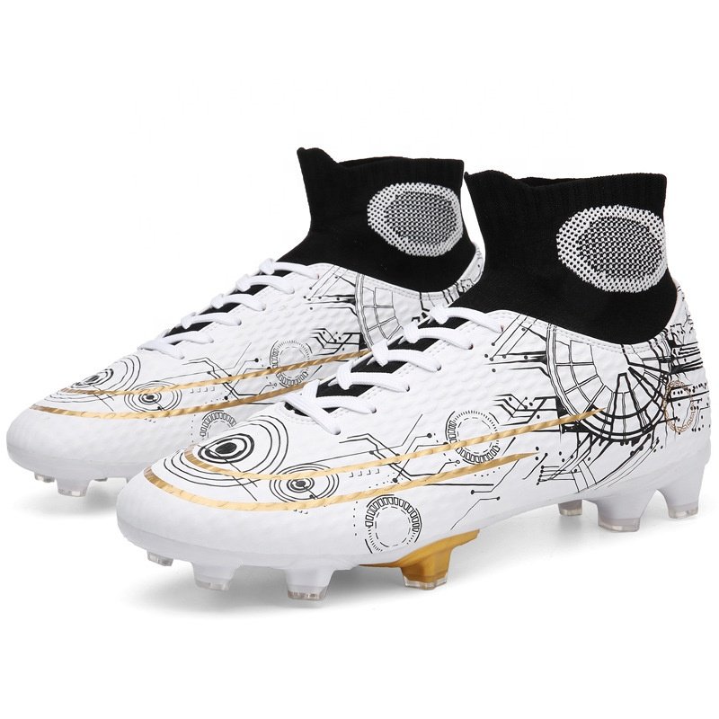 OEM Microfiber Leather Professional Mens Outdoor Football High Heel Soccer Boots AG TF Football Sneakers Cleats For Teenagers