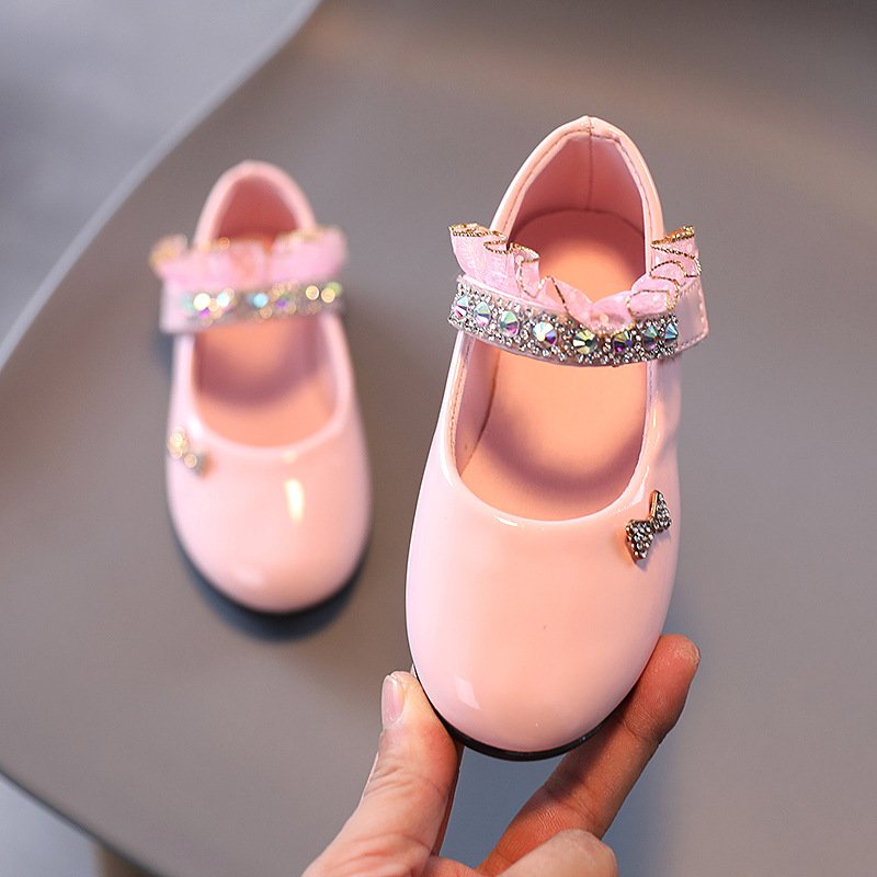 Wholesale of 2024 Spring New Girls' Sweetheart Princess Children's Shoes with Water Diamonds
