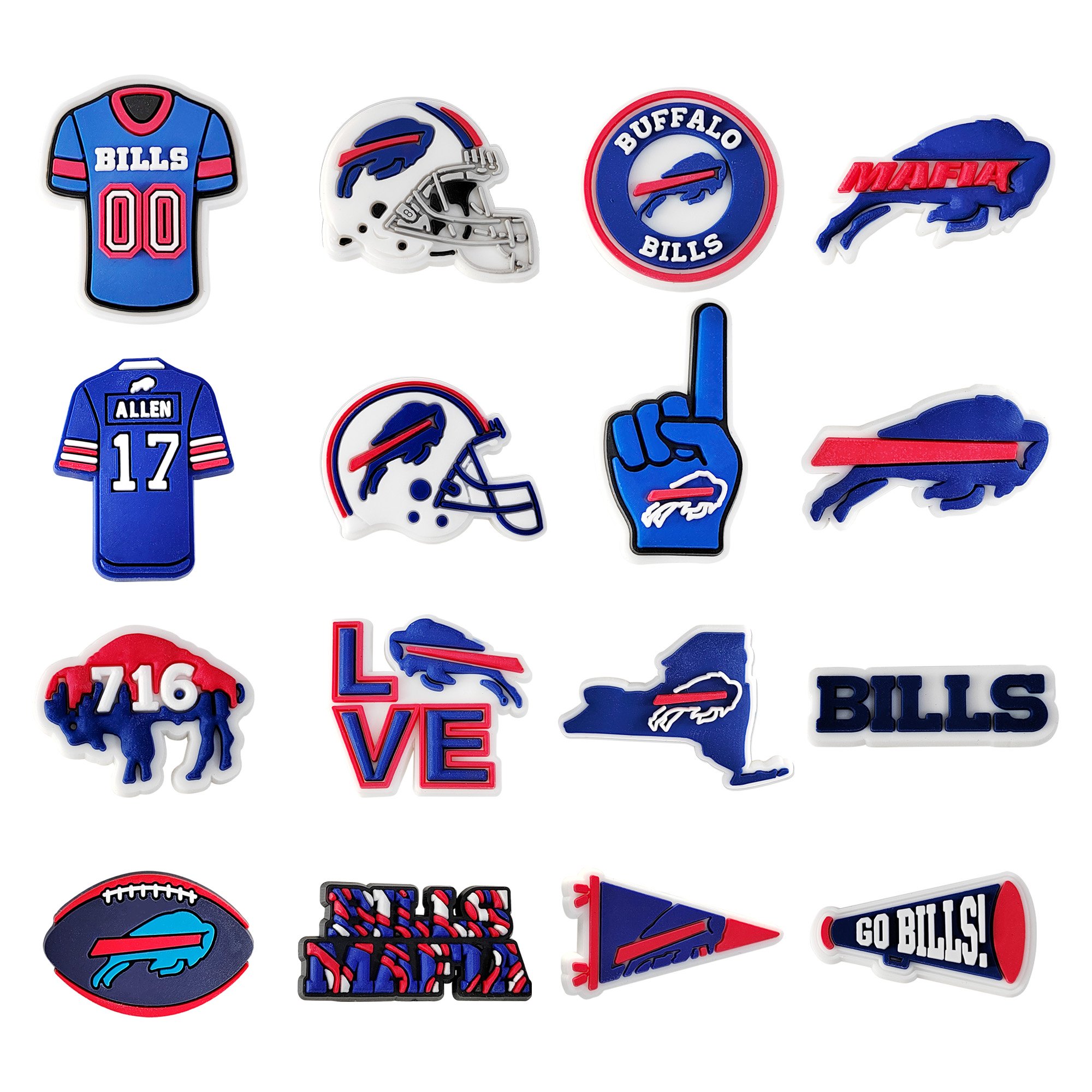 Wholesale American football team Buffalo Bills Style PVC Custom shoe decorations shoe charms