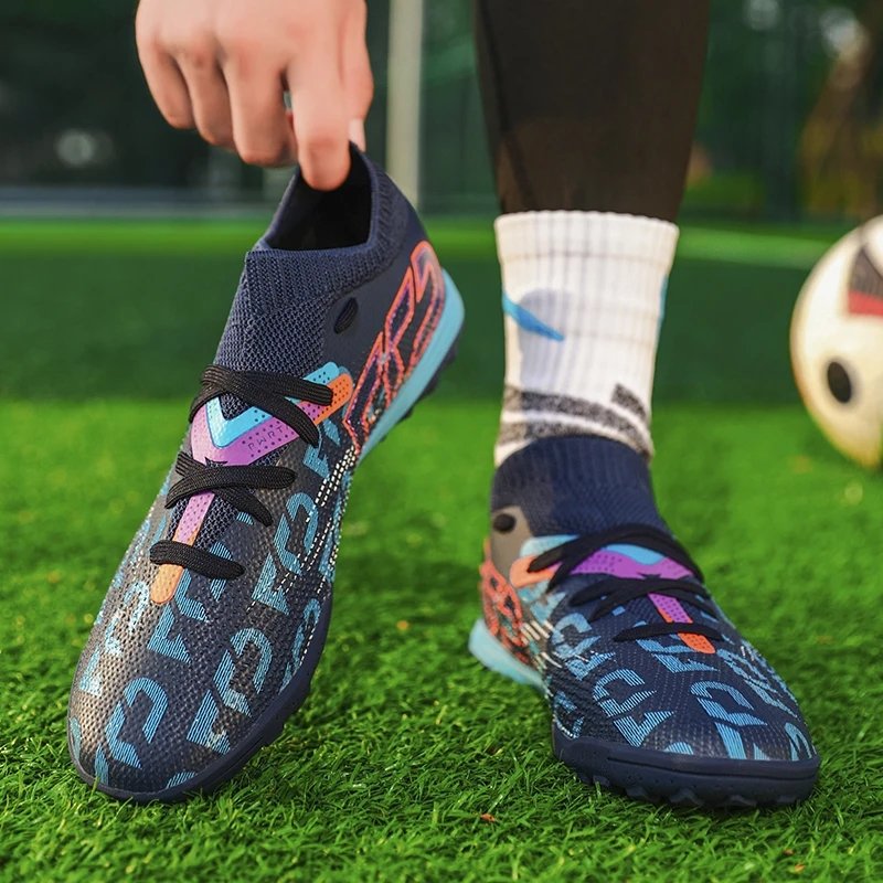 Men's TF/FG Football Boots High Top Soccer Shoes Comfortable Breathable Grass Non-Slip Training Sneakers Outdoor Footwears