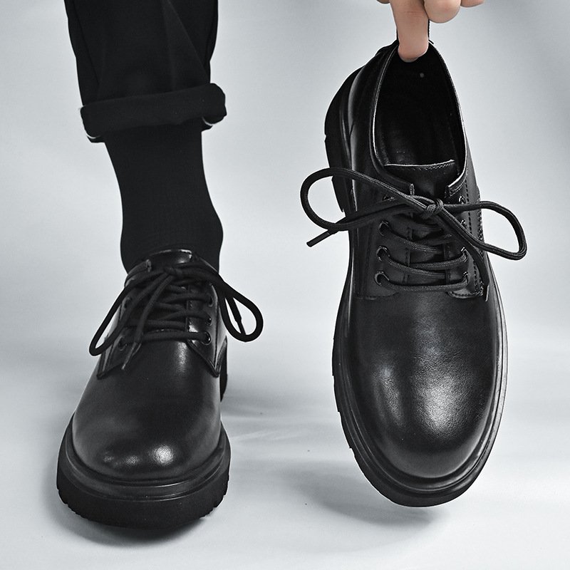 Autumn and winter new men's retro design leather casual walking shoes wear-resistant soft sole sports walking shoes
