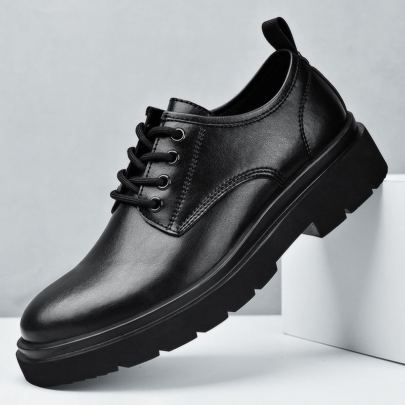 Autumn and winter new men's retro design leather casual walking shoes wear-resistant soft sole sports walking shoes