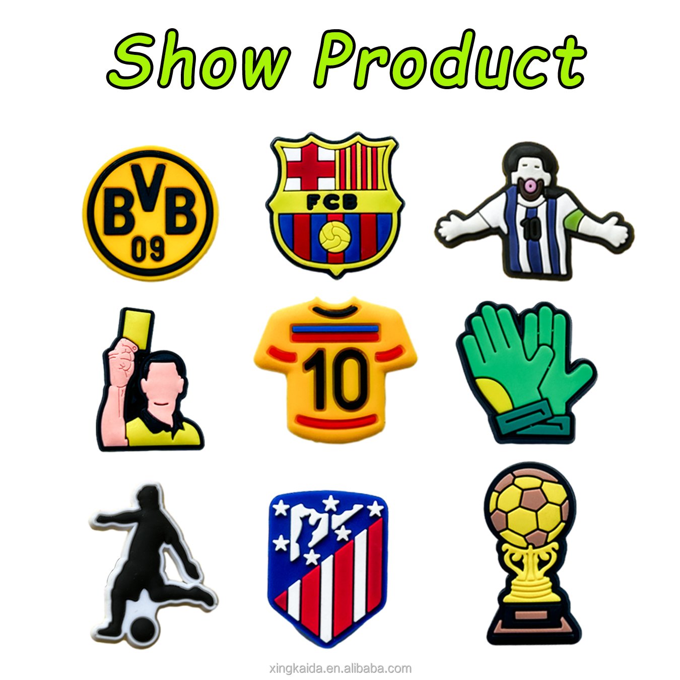 Wholesale PVC Rubber Men Boys Sneaker Ornaments Soft PVC Bracelet Decorations Shoe Charm Sports Themed Soccer Teams Shoe Charms