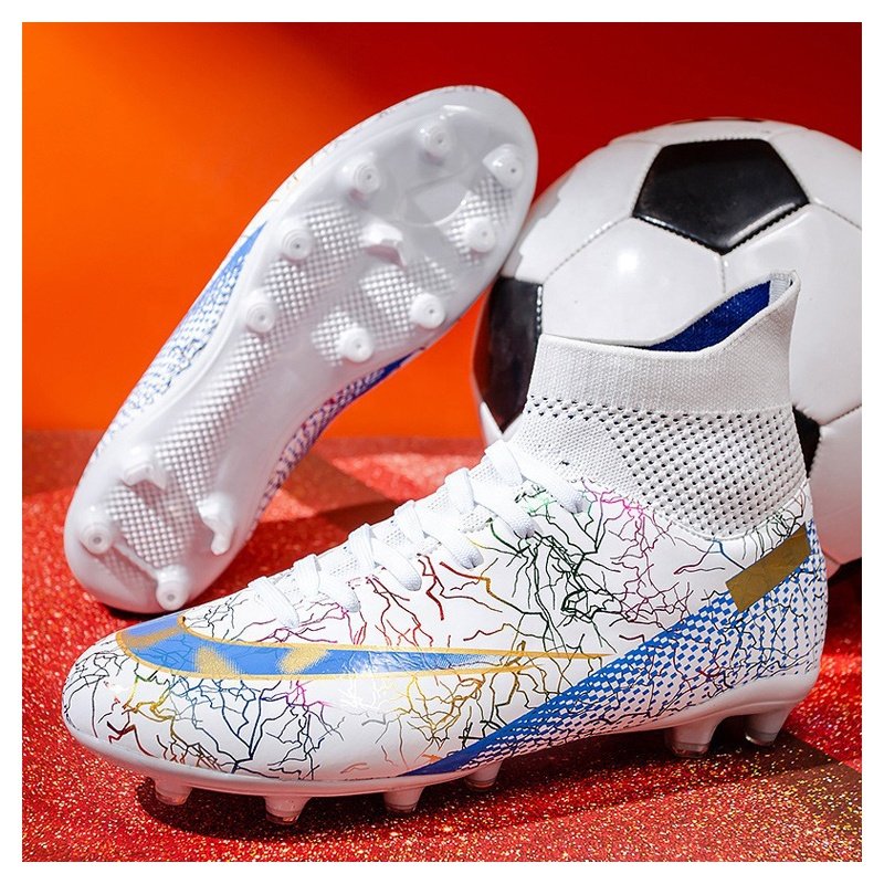 Men's Soccer turf shoes Cleats Lace-Up High-Tops Non-Slip Spikes Outdoor Training Football Boots big size EU 48 47 US 14 13