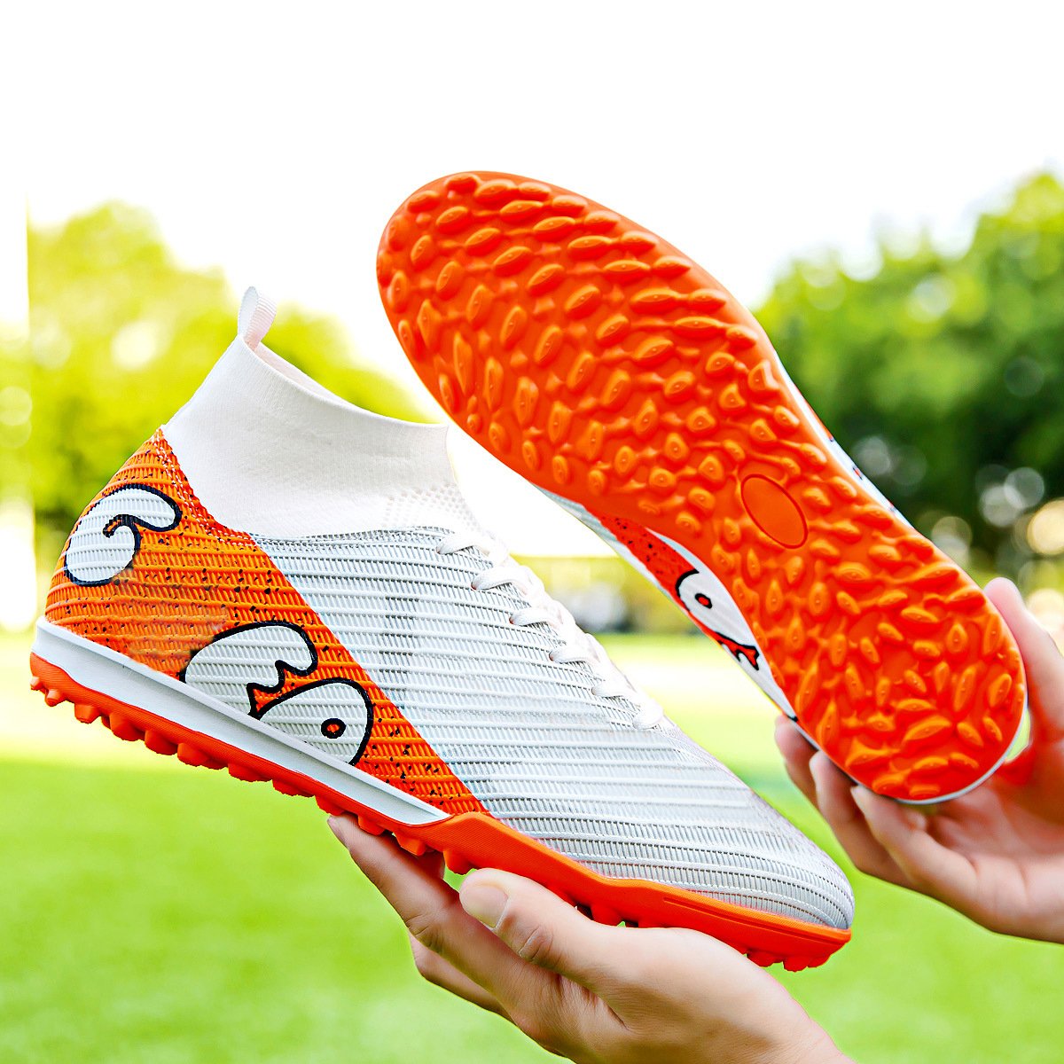 Professional Men's High-Top Soccer Shoes Lightweight Football Cleats Training Breathable Synthetic Upper Rubber Available US