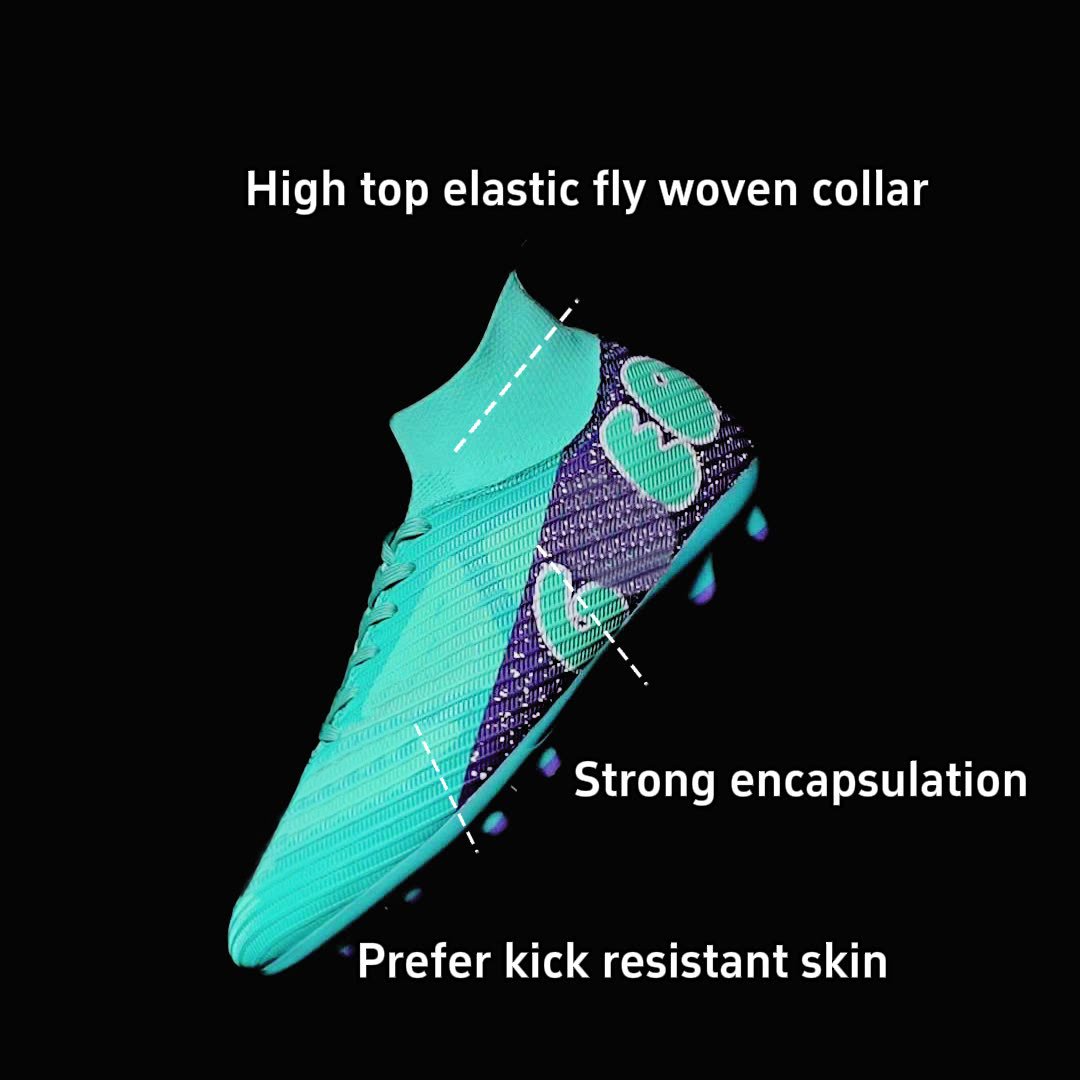 Professional Men's High-Top Soccer Shoes Lightweight Football Cleats Training Breathable Synthetic Upper Rubber Available US