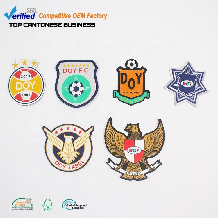 Clothing Parches Factory Price Custom Sport Logo Iron on Soccer Team Club Woven Patches for Clothes