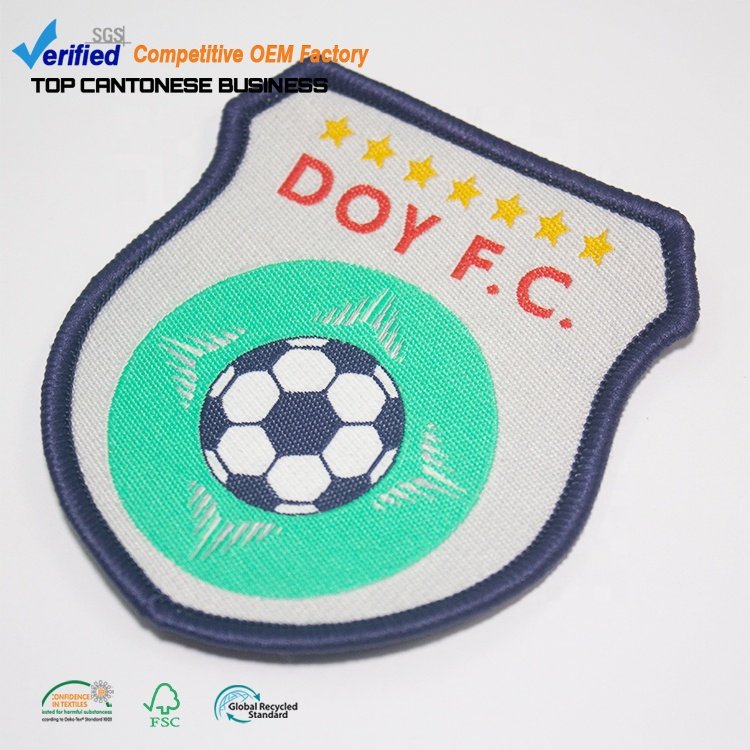 Clothing Parches Factory Price Custom Sport Logo Iron on Soccer Team Club Woven Patches for Clothes