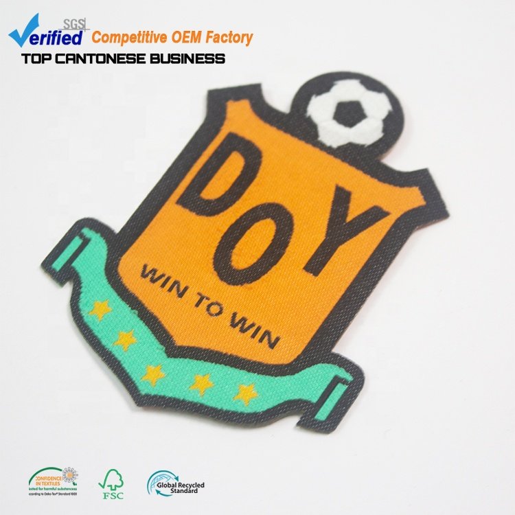 Clothing Parches Factory Price Custom Sport Logo Iron on Soccer Team Club Woven Patches for Clothes