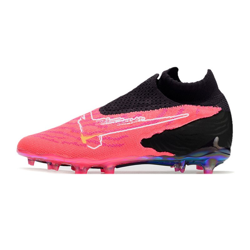 Top Quality Pink waterproof fully knitted electroplated sole soccer shoes FG 39-45