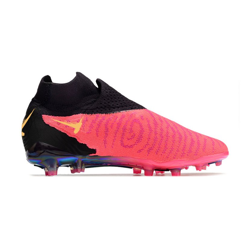 Top Quality Pink waterproof fully knitted electroplated sole soccer shoes FG 39-45