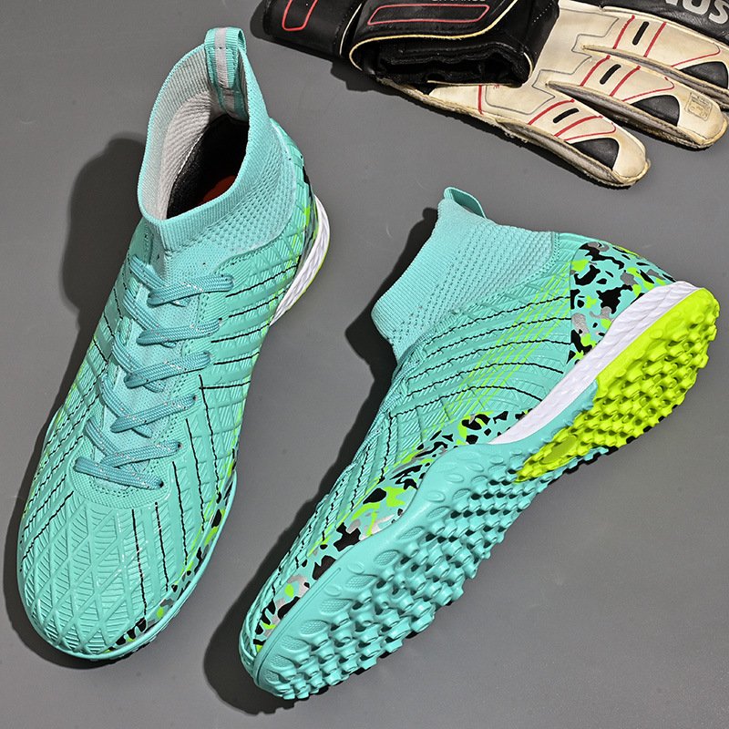 High-top soccer shoes long spikes adult broken spikes casual grass training shoes student game sneakers wholesale