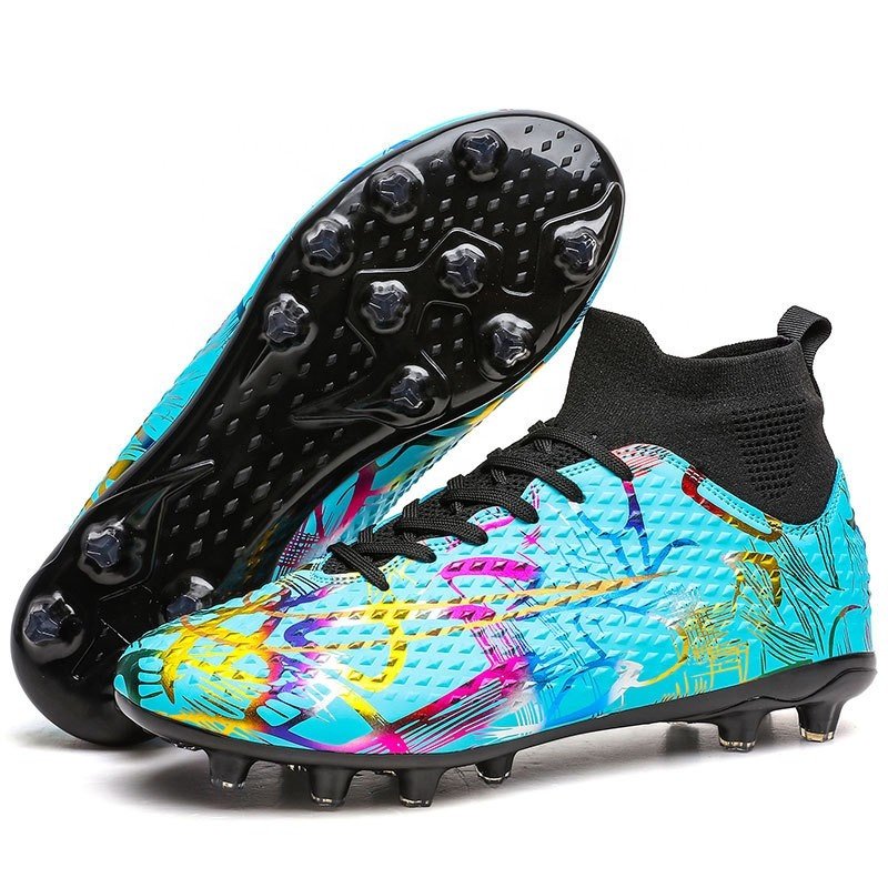 High-Tops Slip-on Lace Up Football Shoes for Male Outdoor Sport Soccer Shoes for Unisex-Adult Soccer Boots
