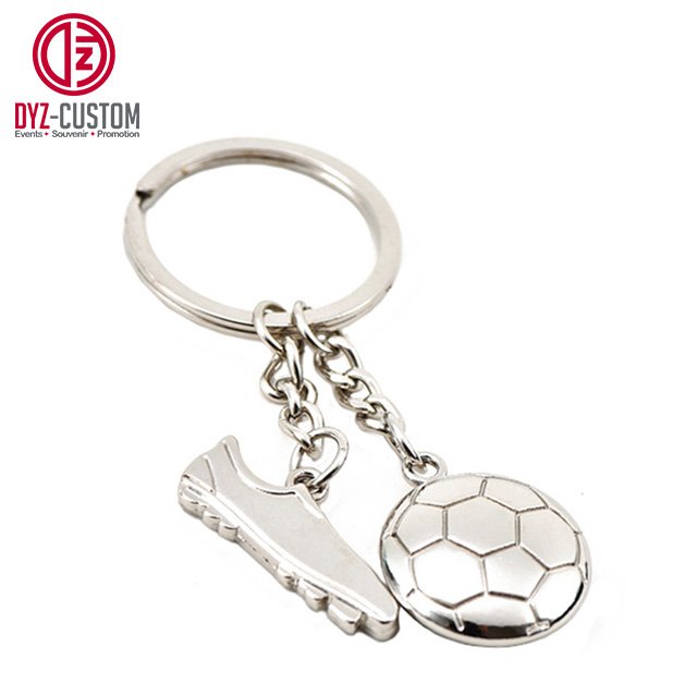 Custom Promotional Mini Soccer Shoes Football Keychain Metal Keyring with Laser Logo
