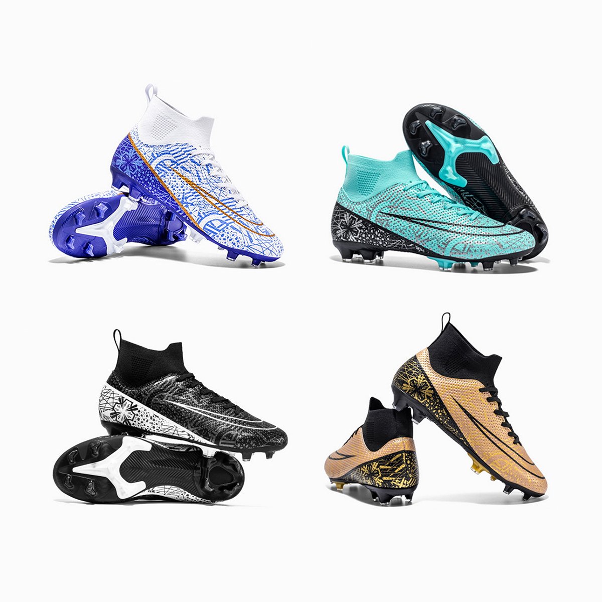 Soccer Shoes Soccer Cleats Football Cleats Professional High-Top Breathable Athletic Football Boots AG/FG