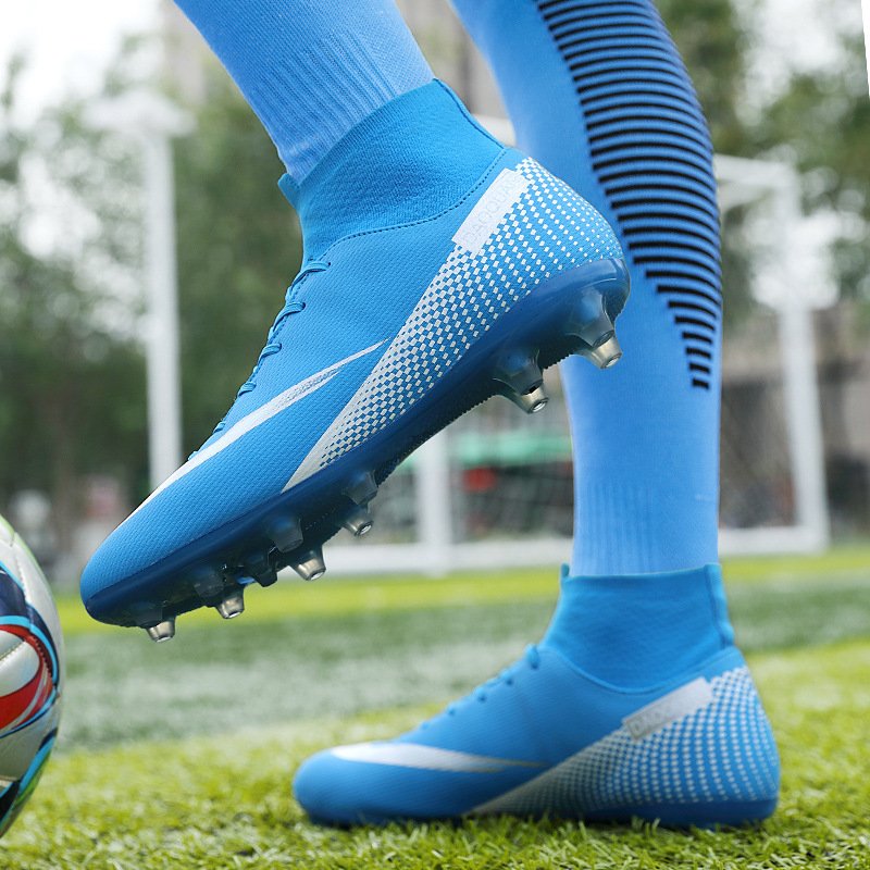 Factory OEM High Ankle Soccer Boots Sports Shoes for Men Football Boots Quality Cheap Outdoor PU Rubber Soccer Shoes Size 10 RTS