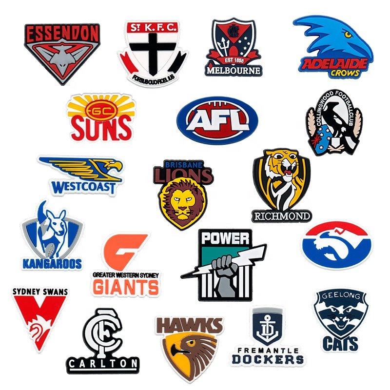 2024 Hot Sell Australia Soft PVC Sport Teams Accessories Shoe Decorations Charms Afl Football Team Shoe charms For Adults