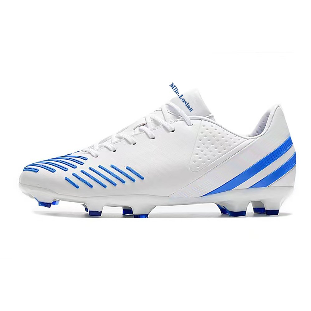 custom made soccer boots,white-blue classical soccer boots,unisex-cleats soccer boots