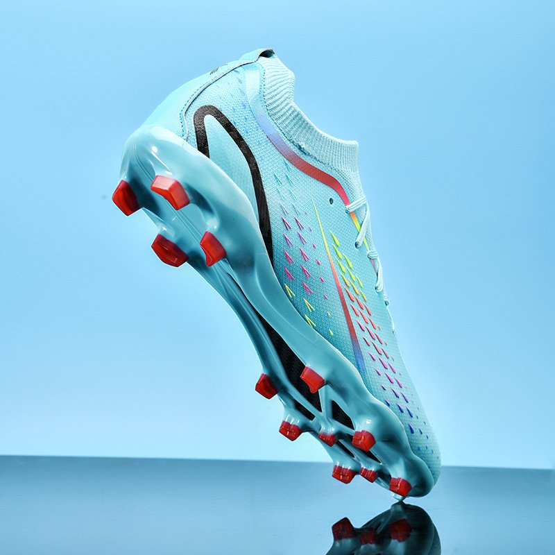 Manufacturer long spikes men's low top leather soccer shoes match shoes futsal shoes super weave sports models
