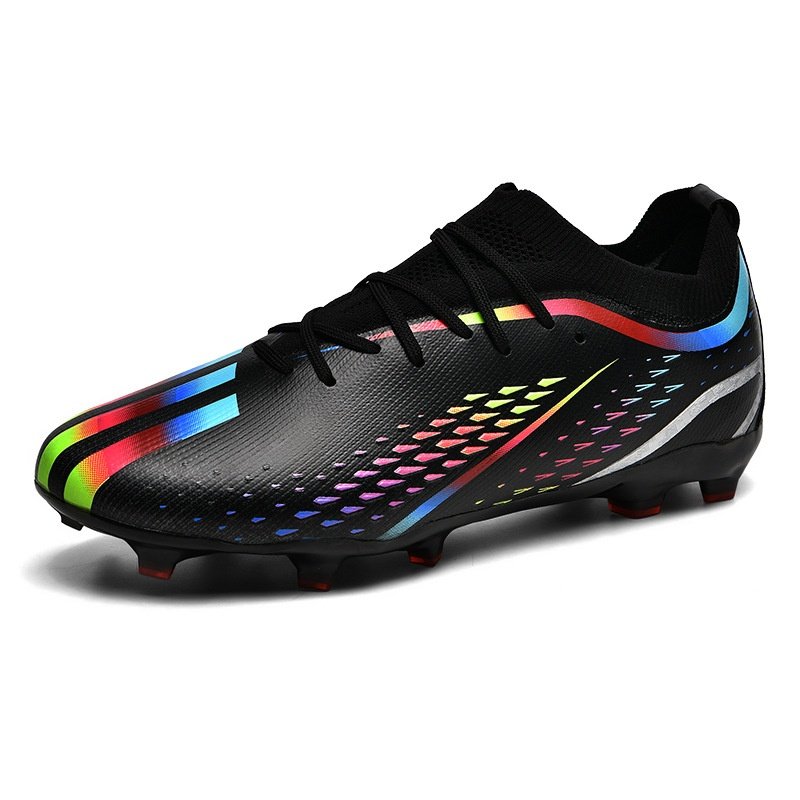 Manufacturer long spikes men's low top leather soccer shoes match shoes futsal shoes super weave sports models
