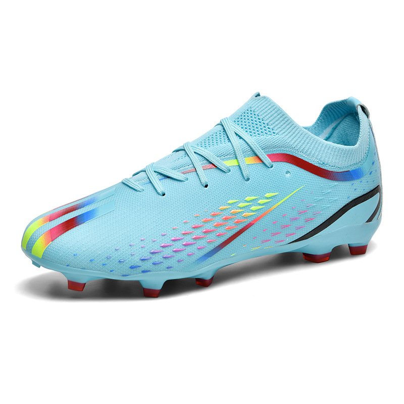 Manufacturer long spikes men's low top leather soccer shoes match shoes futsal shoes super weave sports models