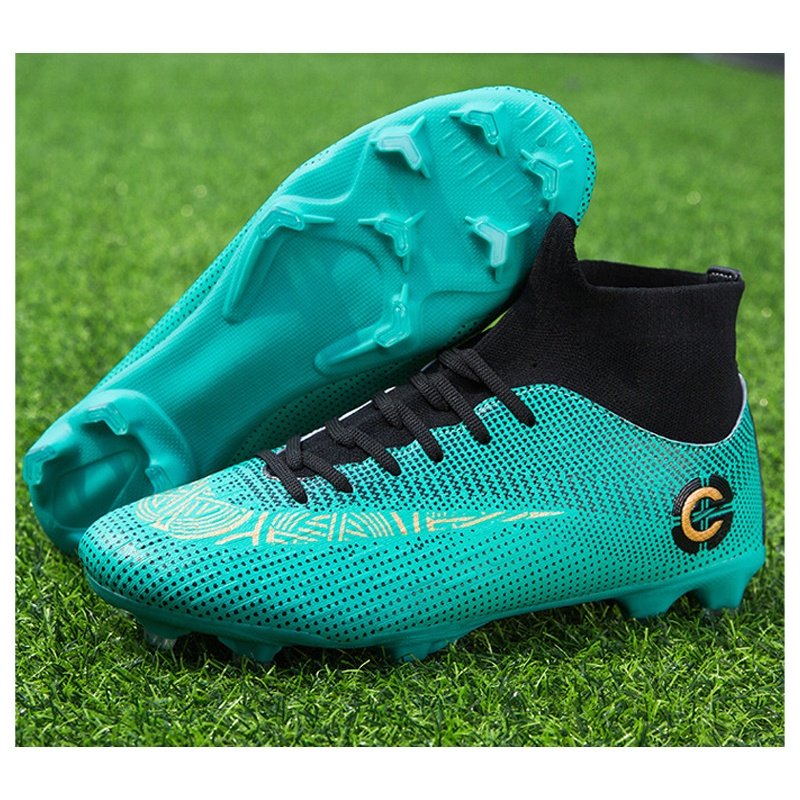 Men's Soccer Shoes with Lace-Up High-Tops Non-Slip Spikes Artificial boys adolescent training competition Football Cleats Boots