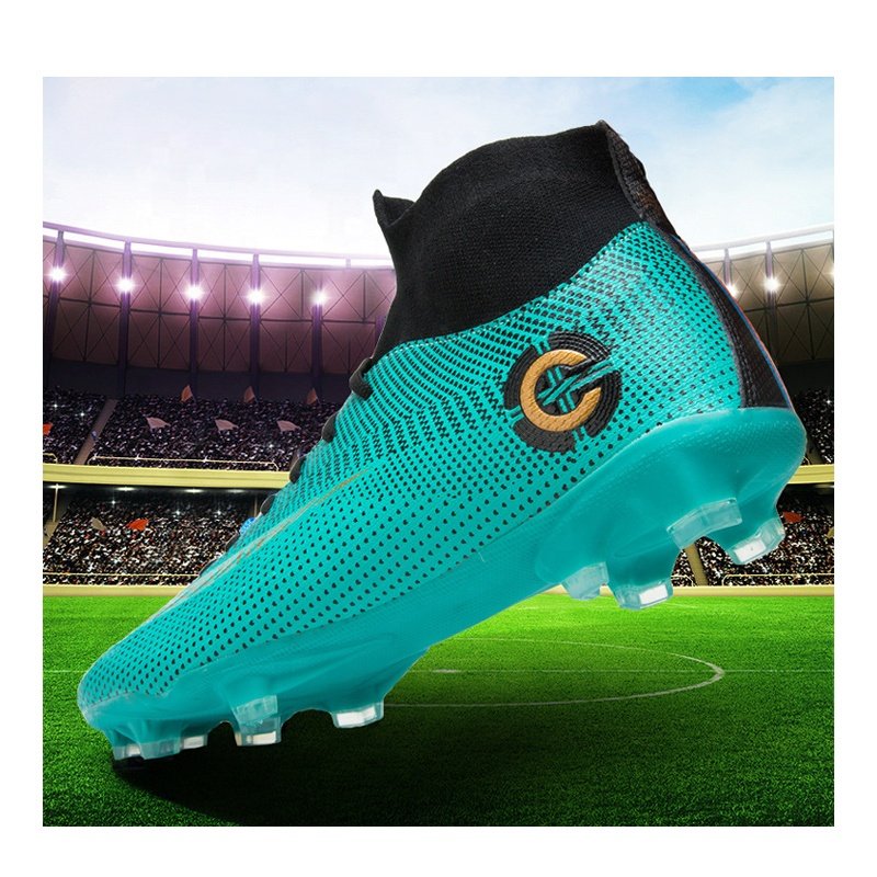Men's Soccer Shoes with Lace-Up High-Tops Non-Slip Spikes Artificial boys adolescent training competition Football Cleats Boots