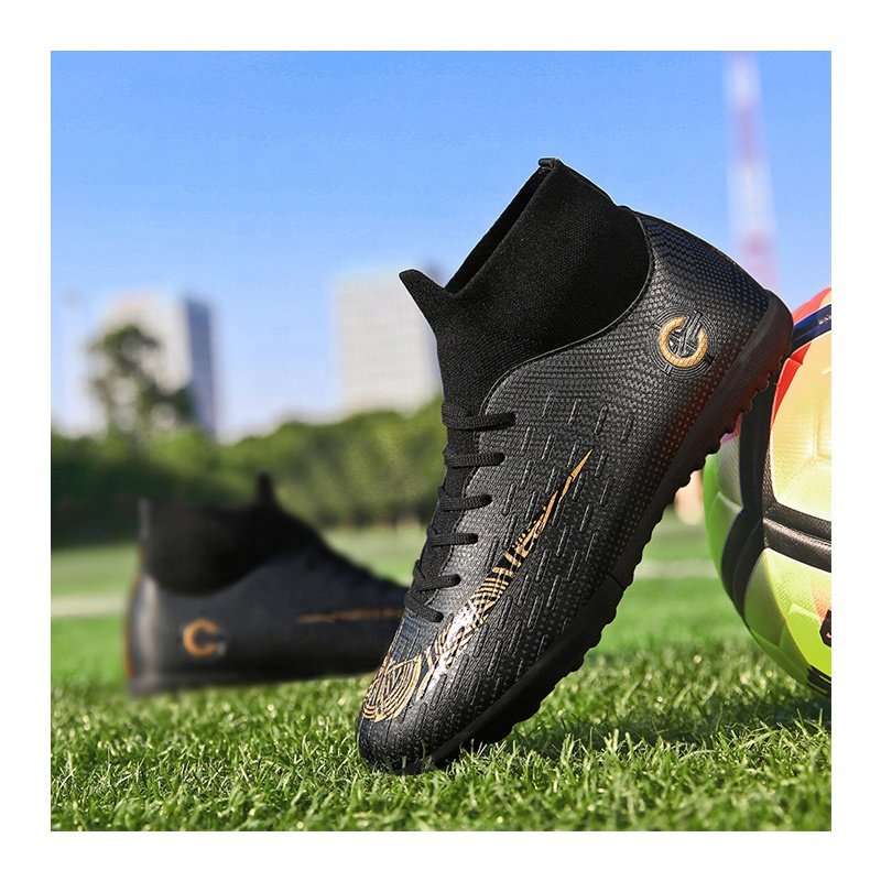 Men's Soccer Shoes with Lace-Up High-Tops Non-Slip Spikes Artificial boys adolescent training competition Football Cleats Boots