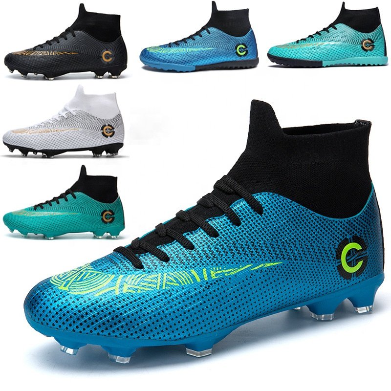 Men's Soccer Shoes with Lace-Up High-Tops Non-Slip Spikes Artificial boys adolescent training competition Football Cleats Boots