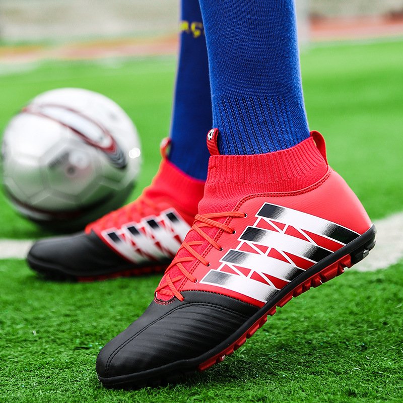 Soccer shoes high-top men's adult youth broken nails breathable training football shoes