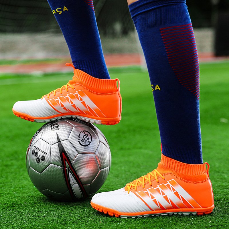 Soccer shoes high-top men's adult youth broken nails breathable training football shoes