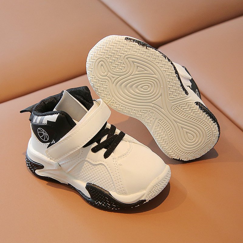 Autumn Korean version of children's fashion basketball shoes boys and girls match color soft soles wear-resistant sports shoes