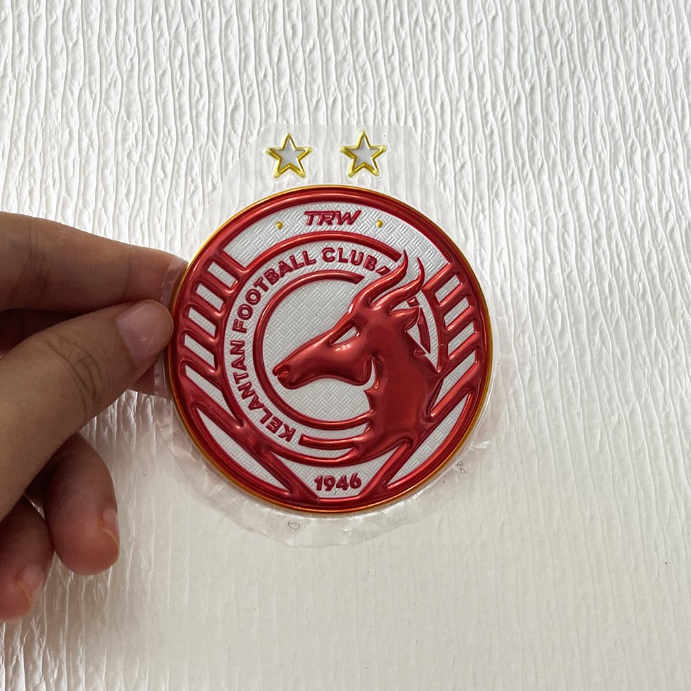 Custom Jersey TPU Badge 3D Flexstyle Soccer Patch Logo Metallic Embossed Flex Metflex Labels Silicone TPU Heat Transfer Patch