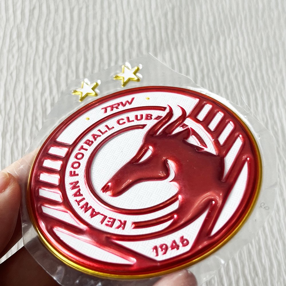 Custom Jersey TPU Badge 3D Flexstyle Soccer Patch Logo Metallic Embossed Flex Metflex Labels Silicone TPU Heat Transfer Patch