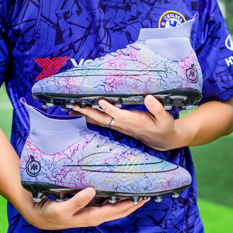 Professional Men's Soccer Boots New Fashionable Anti-Skid Indoor Turf AG Five-Person Football Shoes with Rubber Insole for Kids