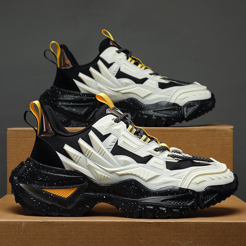 2024 autumn new men's fashion casual sports shoes soft sole increase sports skateboard shoes lace-up walking shoes