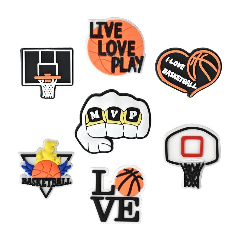 Wholesale Soft PVC Bracelets clog charms fitness sports balls medal tennis basketball soccer football shoe decoration charms