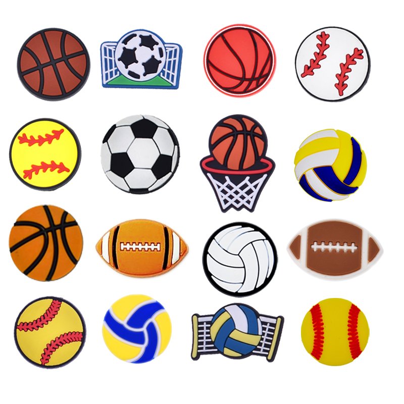 Wholesale Soft PVC Bracelets clog charms fitness sports balls medal tennis basketball soccer football shoe decoration charms