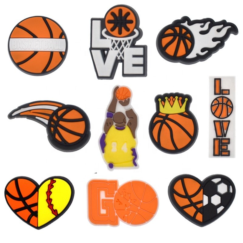 Wholesale Soft PVC Bracelets clog charms fitness sports balls medal tennis basketball soccer football shoe decoration charms