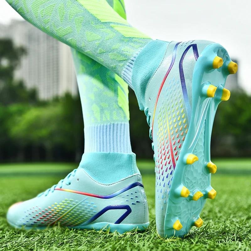 New Arrival Men's Football Boots High-Top Soccer Shoes Teenagers Anti-Slip Grass Training Soccer Cleats FG Boots Size 36-45