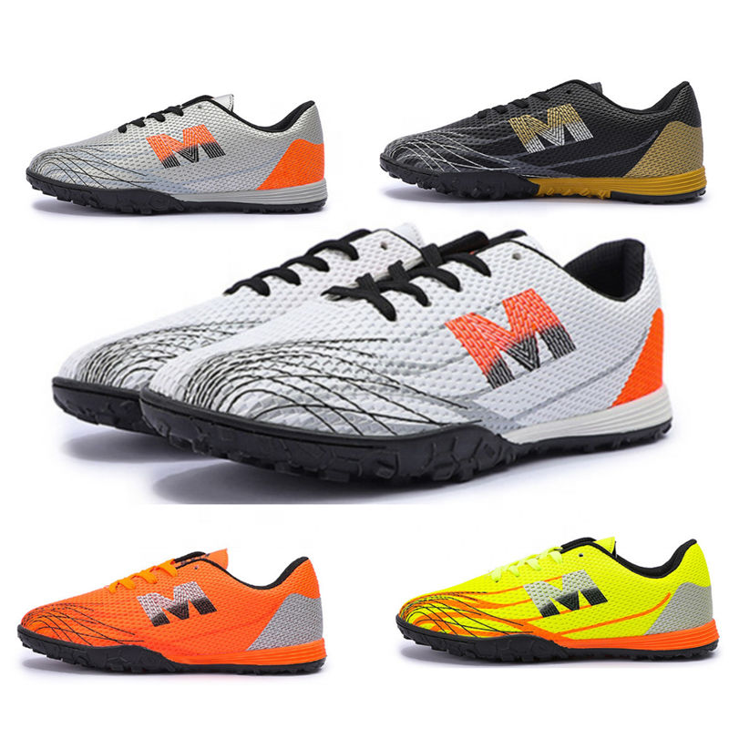 Wholesale Cheap Kids Youth PU Leather Anti Slip TF Spikes Futsal Training Sneakers Sorts Football Soccer Shoes