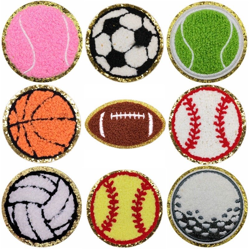 Sales Embroidery Jacket Baseball Football Volleyball Softball Soccer all kinds of Sports balls Iron on Chenille ball Patch