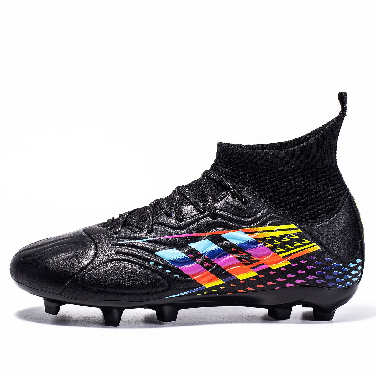 New Men's Women's Calfskin High-Top Football Sneakers Super Fiber Flying Woven Comprehensive Training Long Nail Broken Nail