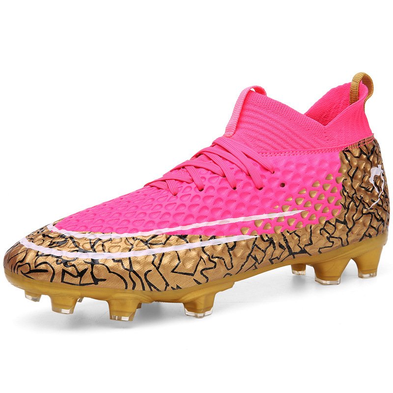 imported new unique printing design pink blue soccer shoes from china